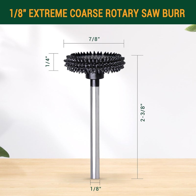 ToolTrek Store منشار دوار مع أسنان حادة 1/8" - بت نحت خشب خشن جداً لدريمل وفوريدوم - قطعة واحدة من الفولاذ مع أسنان كربيد التنغستن الملحومة، اهتزاز منخفض، قطع سريع للأخاديد، نحت قوي - Image 4